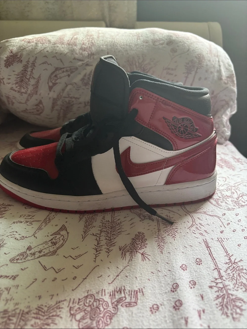Jordan Kids High-Top Sneakers in Black, Red & White